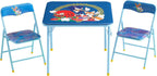 Sega Sonic The Hedgehog Kids Table and Chair Set, 3-Piece Square Table with 2 Folding Chairs for Playroom & Activities