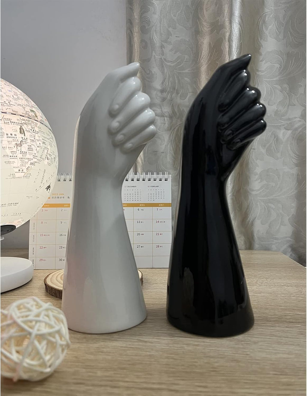 Black Hand Shaped Decorative Vase 9.25''H,Modern Ceramic Body Vase,Romehaha Art Small Flower Vase for Coffee Table Decor,Vases for Flowers,Shelf Living Room Home Farmhouse Table Decor