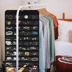 Bloss Black Hanging Jewelry Organizer With 90 Pockets for Closet, Earring Holder Organizer Storage, Over The Door Jewelry Organizer, Double-Sided Jewelry Holder for Earrings,Necklaces,Rings