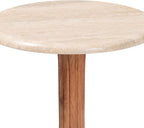 Bali & pari Usama End Table with Marble Stone Top - Sculpted Pedestal Accent Side Table for Living Room or Entryway