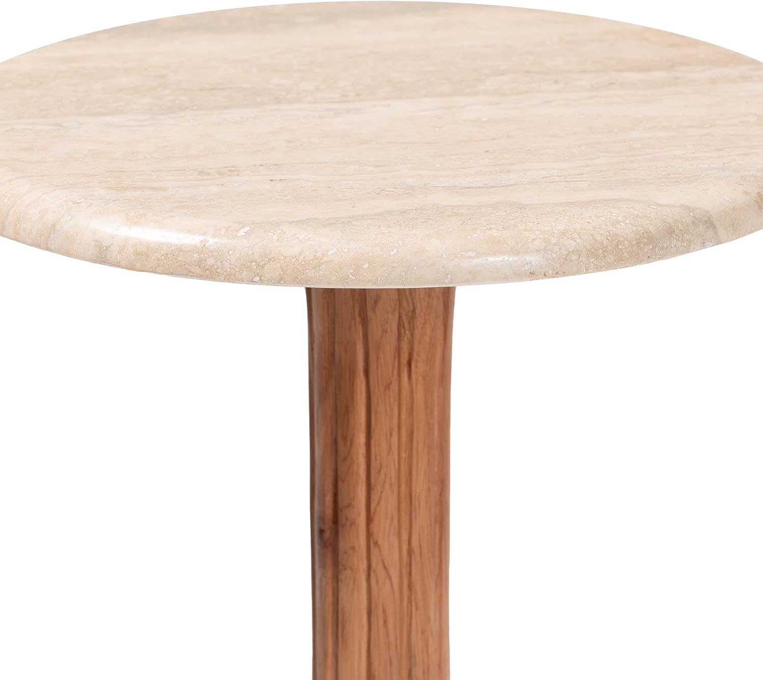 Bali & pari Usama End Table with Marble Stone Top - Sculpted Pedestal Accent Side Table for Living Room or Entryway
