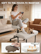 Ergonomic Cross Legged Office Chair with Wheels, Meditation Chair, Ultimate ADHD Desk Chair with Lumbar Support for Active Sitting, Modern Criss Cross Kneeling Chair for Home & Office PU&White
