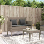 Gray Poly Rattan Patio Storage Bench with Cushion, Outdoor Seat with Waterproof Bag for Cushions and Supplies, Easy Open Lid