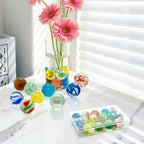 Taken All 18 Pcs 35mm Large Glass Marbles, 1.38 Inch Playing Glass Shooters Colorful Assorted Marbles for Classic Ring Game, Home Decoration, Vase Fillers - Ideal for Kids, Adults, Family, Party