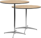 Flash Furniture Lars 36'' Round Wood Cocktail Table with 30'' and 42'' Columns, Wood Bar Height Table for Commercial or Residential Use, Natural