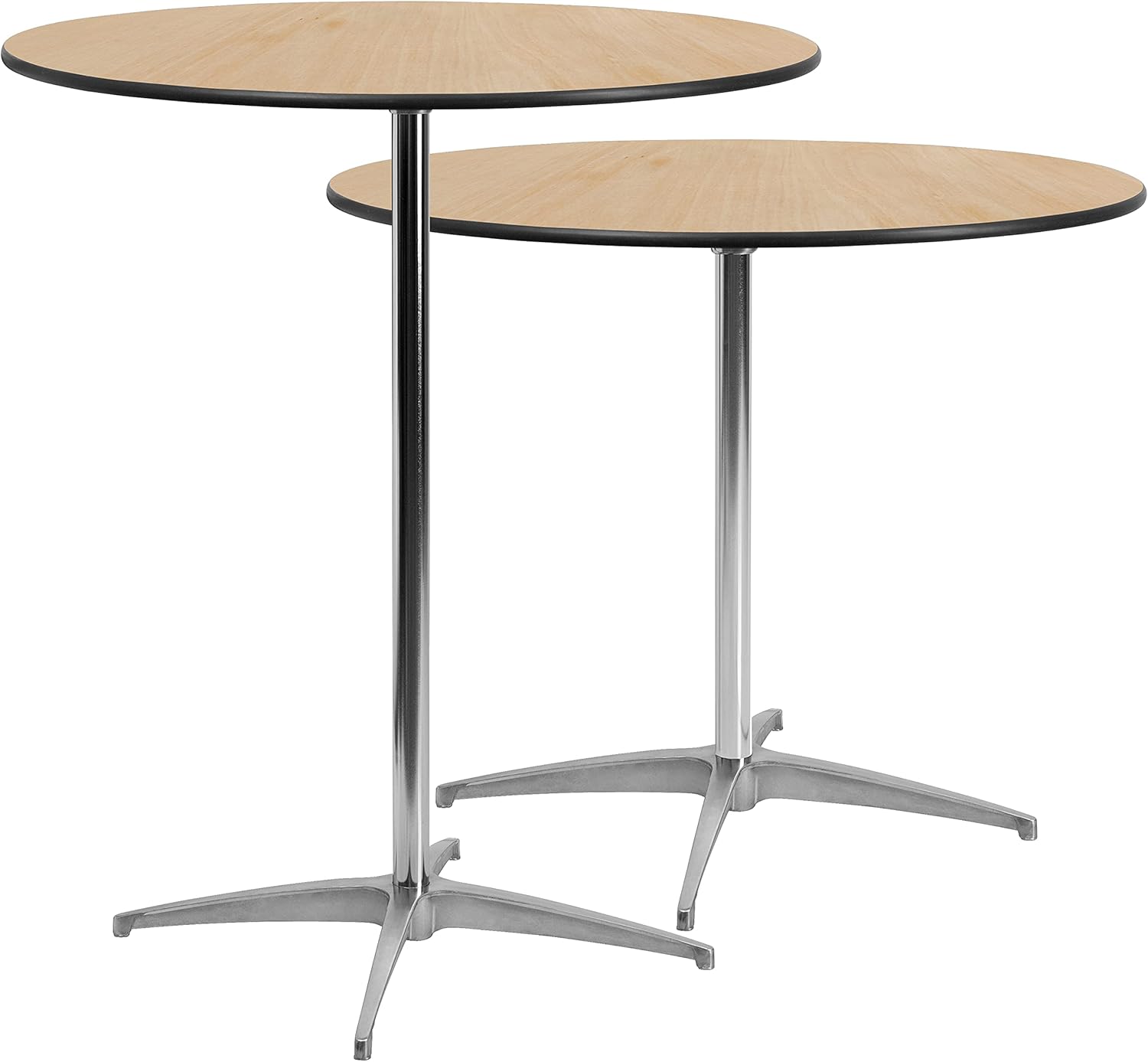 Flash Furniture Lars 36'' Round Wood Cocktail Table with 30'' and 42'' Columns, Wood Bar Height Table for Commercial or Residential Use, Natural