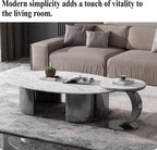 Modern C-Shaped Side Table, Sintered Stone Top & Sturdy Metal Frame, Minimalist Accent Table for Living Room Bedroom Sofa(A,40 * 55CM)