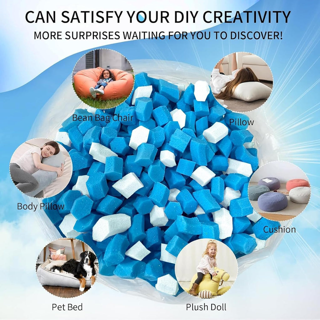 40lbs Bean Bag Filler, Pillow Filler Stuffing, Bean Bag Filling, Shredded Memory Foam Filling, Punching Bag Filler, Foam Refill for Pouf/Ottoman Stuffing/Boxing Bag,Added Gel Particles