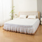 Wrap Around Ruffle Bed Skirt, Queen Size Beds Skirts, Bedskirt Elastic Dust Ruffled with Adjustable Belts, Tassel and Embroidered Bed Frame Cover (Tassel, 59"×79")