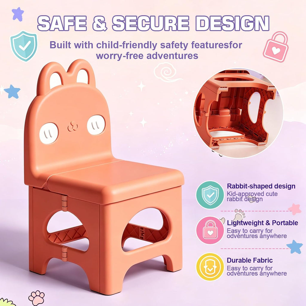 Red Kids Folding Chair Easy to Store, Suitable for Ages 3+ | This foldable chair helps correct poor sitting posture. Stylish, sturdy and easy to store. Applicable to any occasion.