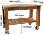 Redwood Potting Table Rolling Cart Swivel Cast Iron Wheels with Brakes Outdoor Garden Work Bench (No Hardware w/ 5in Black Caster)