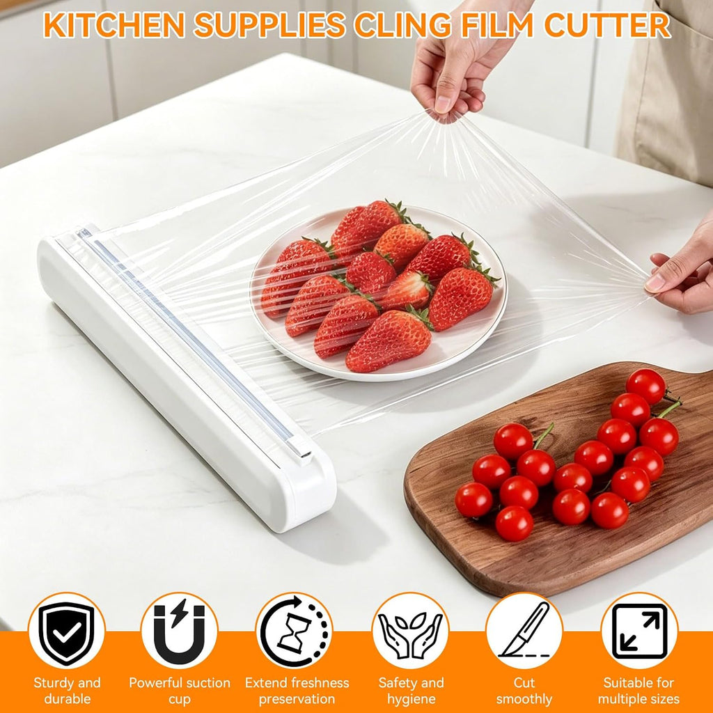 Plastic Wrap Dispenser with Cutter, Foil Dispenser Cling Wrap Dispenser Wrapping Paper Dispenser for Tin Foil Slide Cutter(S)