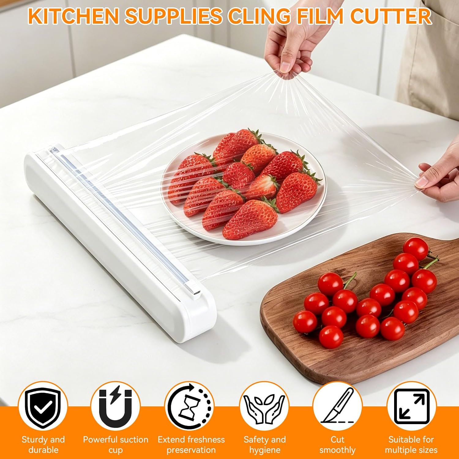 Plastic Wrap Dispenser with Cutter, Foil Dispenser Cling Wrap Dispenser Wrapping Paper Dispenser for Tin Foil Slide Cutter(S)