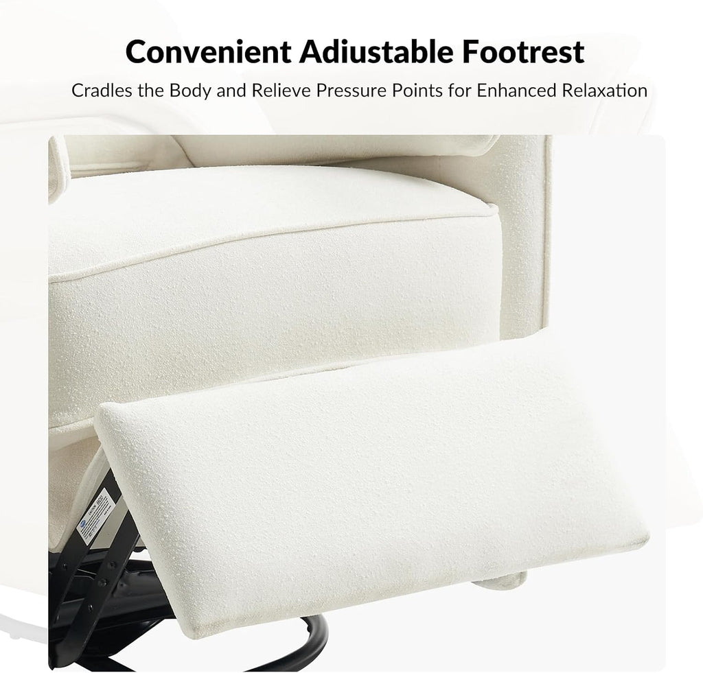 Modern Power Swivel Rocker Recliner Chair with USB Port and Storage Bags, Nursery Glider Recliner with Adjustable Headrest and Armrests, , GREENGARD, FSC, CertiPUR-US® Certified, White