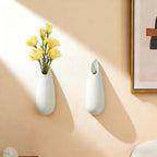 Hanging Ceramic Wall Vases, 7.9 Inch, Set of 2, Cubicle Modern Decor Wall Plant Holder Vase for Indoor Plants,Propagation Hanging Flower Pots for Air Vases,White