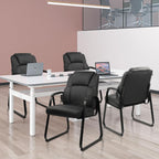 CLATINA Office Guest Chair Leather Reception Chair with Bonded Padded Arm Rest and Sled Base Desk Chair No Wheels for Reception Conference Waiting Room Side Office Home Set of 8 Black