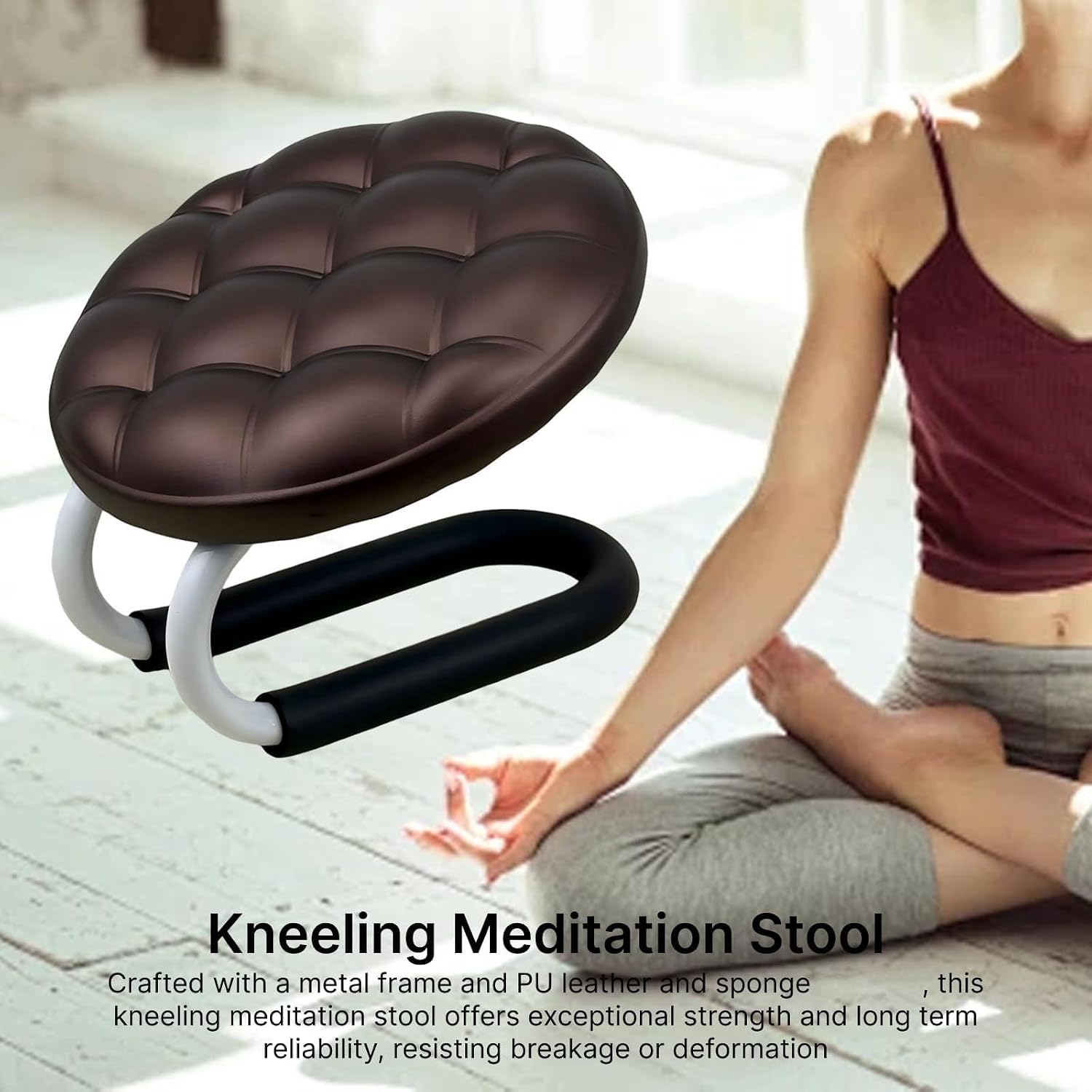 Space Saving Metal Meditations Stool Portables Kneeling Chair for Extended Sitting and Spiritual Practices Space Saving Metal Stool