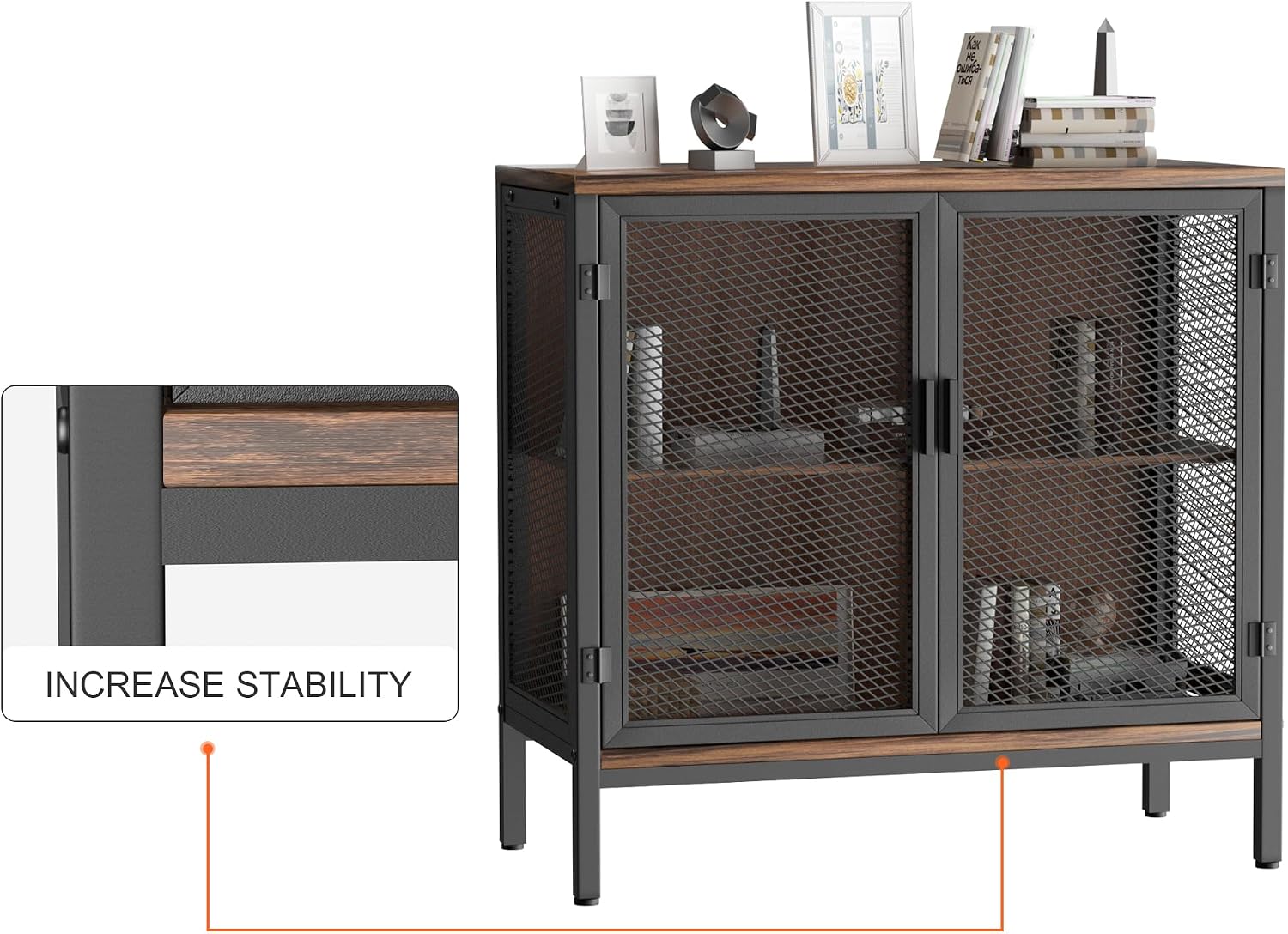 Soywey Storage Sideboard,Small Home Wine Cabinet Bar for Liquor and Wine, Coffee Bar Cabinet with Storage, Farmhouse Dining Sideboard for Kitchen and Dining Room (31.4 Inch, Rustic Brown)