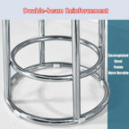 Stainless Steel Round Bar Stool, Backless Counter Stools, Office Three-Ring High Chair, for Pub Coffee Home Dinning Kitchen Island(Khaki,63cm)
