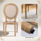 SoarFlash French Dining Chairs Set of 4, Vantage Linen Dining Chair with Round Back, Farmhouse Country Rattan Dining Chair for Living Room,Kitchen,Bedroom,Beige