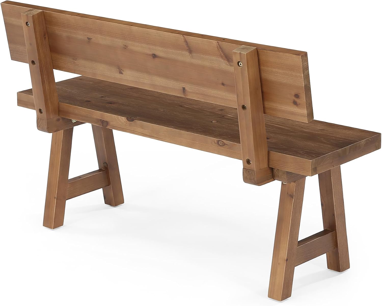 LITTLE TREE Solid Wood Bench with Back, 47-Inch Long Farmhouse Wooden Indoor Window Bench Seat for Entryway, Mudroom, Living Room, Easy Assembly, Rustic Brown