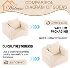 Welnow Kids Sofa with Pillow, Cozy Toddler Chair Soft Foam Seat for Reading, Children's Couch with Armrest Lightweight Comfy Kids Furniture for Bedroom, Playroom for Boys and Girls, Sherpa Beige