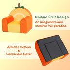 MOMCAYWEX Comfy Cute Toddler Chair, Soft Kids Couch with High Density Foam, Toddler Reading Chair, Orange