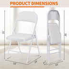 1 Pack Folding Chairs with Cushion Padded - Metal Chairs w/Comfortable Seats and Durable Steel Frame Foldable Chair for Indoor Outdoor Wedding, Party, Backyard & Office Events (White, 1 Pack)