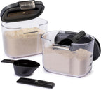 Progressive International ProKeeper+ Clear Plastic Airtight Food Baker's Kitchen Storage Organization Container Canister Set with Magnetic Accessories, 2- Piece Set (Specialty Flour 1.5-Quart)