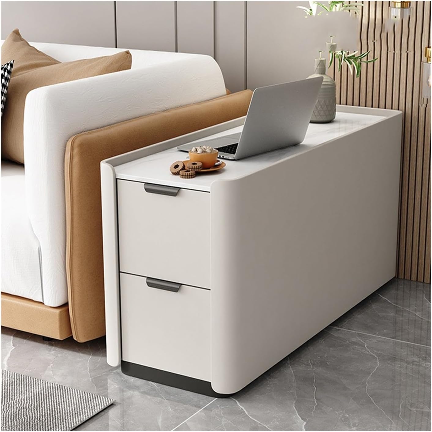 Versatile Floor Sofa Sideboard Light Luxury Premium Sense Solid Wood Super Narrow Small Folder Side Cabinet Table(B)
