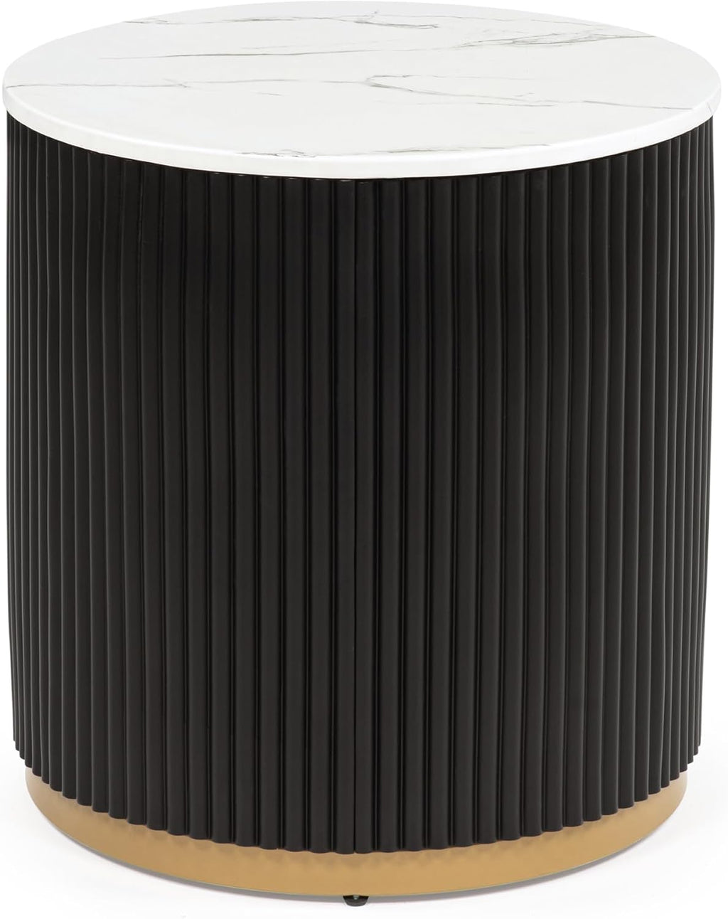 ø22'' Faux Marble Top Side Table Round Circle End Table for Living Room, Modern Luxurious Wooden Base Gold-Finished Style, Easy Assembly, Black & Gold & White