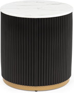 ø22'' Faux Marble Top Side Table Round Circle End Table for Living Room, Modern Luxurious Wooden Base Gold-Finished Style, Easy Assembly, Black & Gold & White