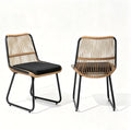 Pellebant Outdoor Dining Chairs Set of 2, Wicker Chairs with Black Cushion | Patio BOHO Chairs with PE Rattan Backrest, Removable Cushion, Comfortable & Breathable for Deck, Porch, Garden