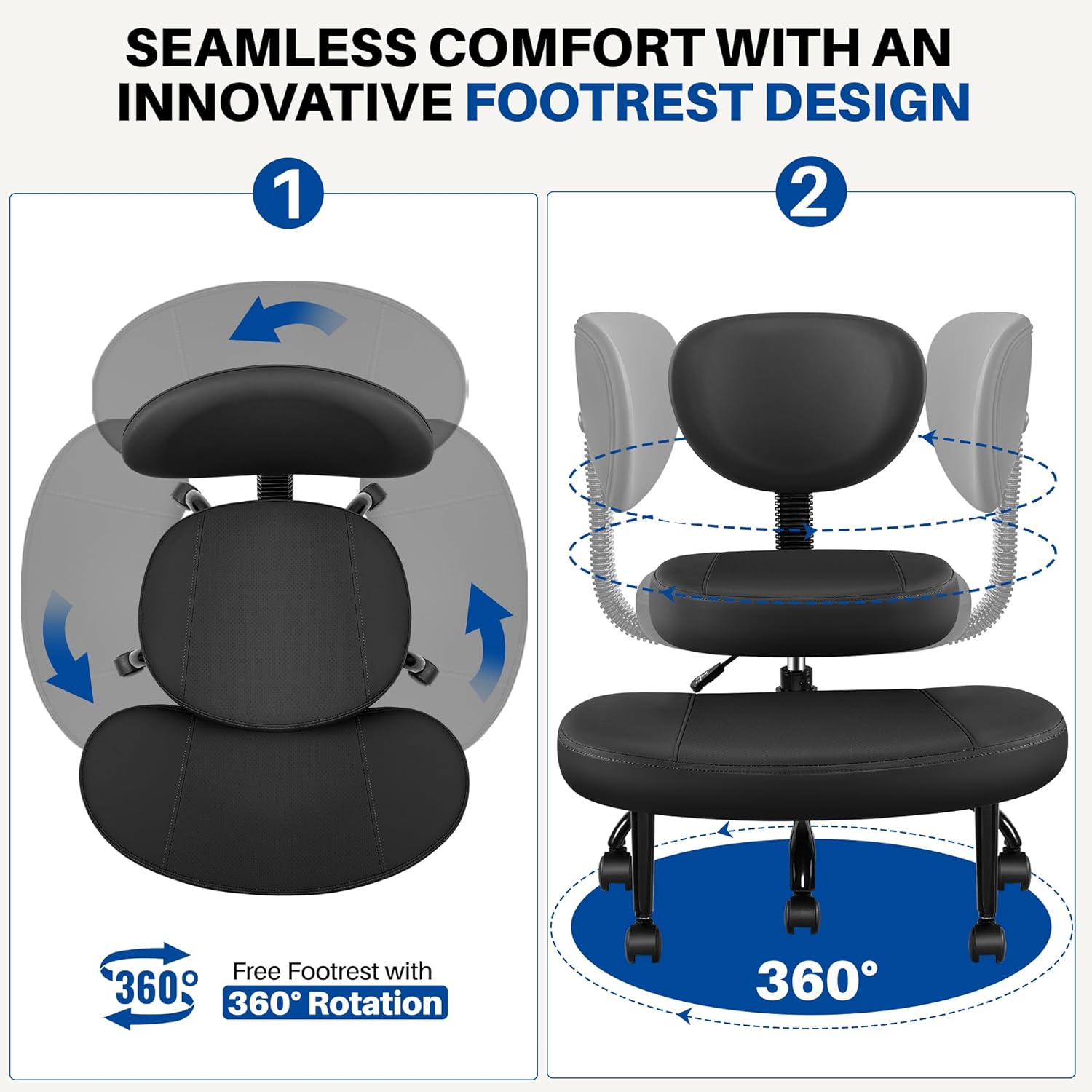 Cross Legged Office Chair with Wheels, Ergonomic Kneeling Chair with Lumbar Support and Adjustable Height for Meditation, ADHD Desk & Yoga