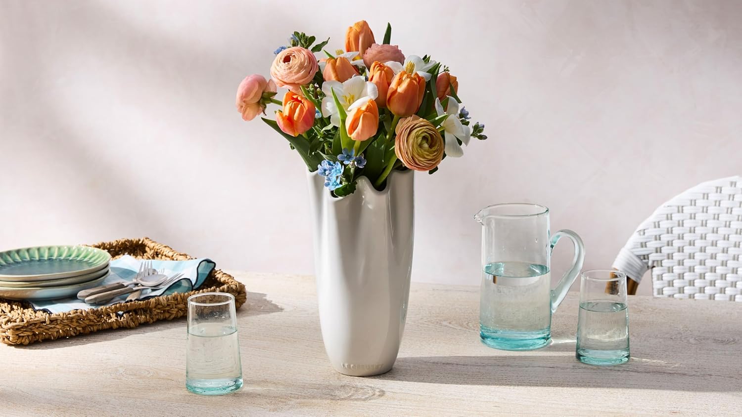 Le Creuset Stoneware Iris Vase, 12", Peche