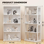 BROTTAR Rounded Display Cabinet with Glass Door, 4-Tier Curio Cabinet with Transparent Full-Display Surface, Glass Display Case with 3 Color Lights for Collectibles, Human Body Sensor, White