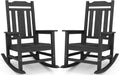 SERWALL HDPE Oversized Outdoor Rocking Chairs Set of 2, Patio Rocker, Black | Heavy Duty Front Porch Rocker, All Weather Rocking Chairs for Adults, Durable