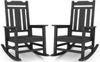 SERWALL HDPE Oversized Outdoor Rocking Chairs Set of 2, Patio Rocker, Black | Heavy Duty Front Porch Rocker, All Weather Rocking Chairs for Adults, Durable