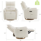 CHITA Swivel Rocker Recliner Chair, Power Nursery Glider Recliner, Nursery Rocking Chair with Adjustable Power Headrest, FSC Certified, Solid Wood Base, Cream