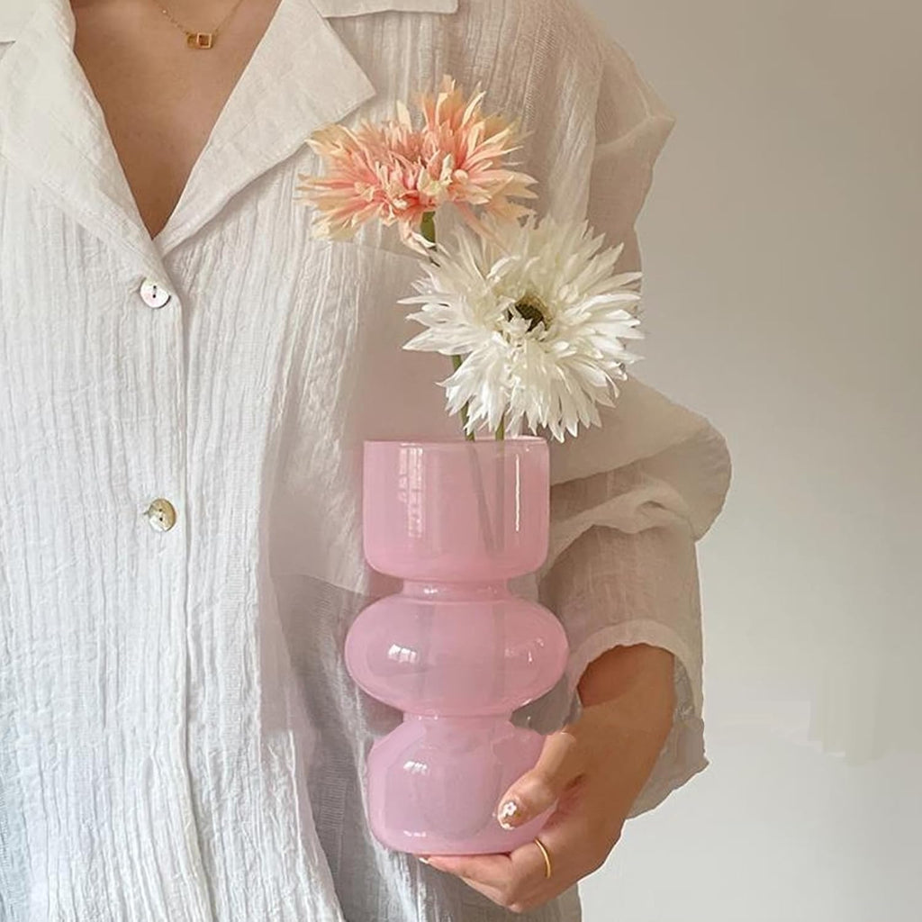 7 inch Flower Vases for Centerpiece Table Living Room Home Indoor Desk Decor,Glass Flower Plant Vase for Wedding Housewarming