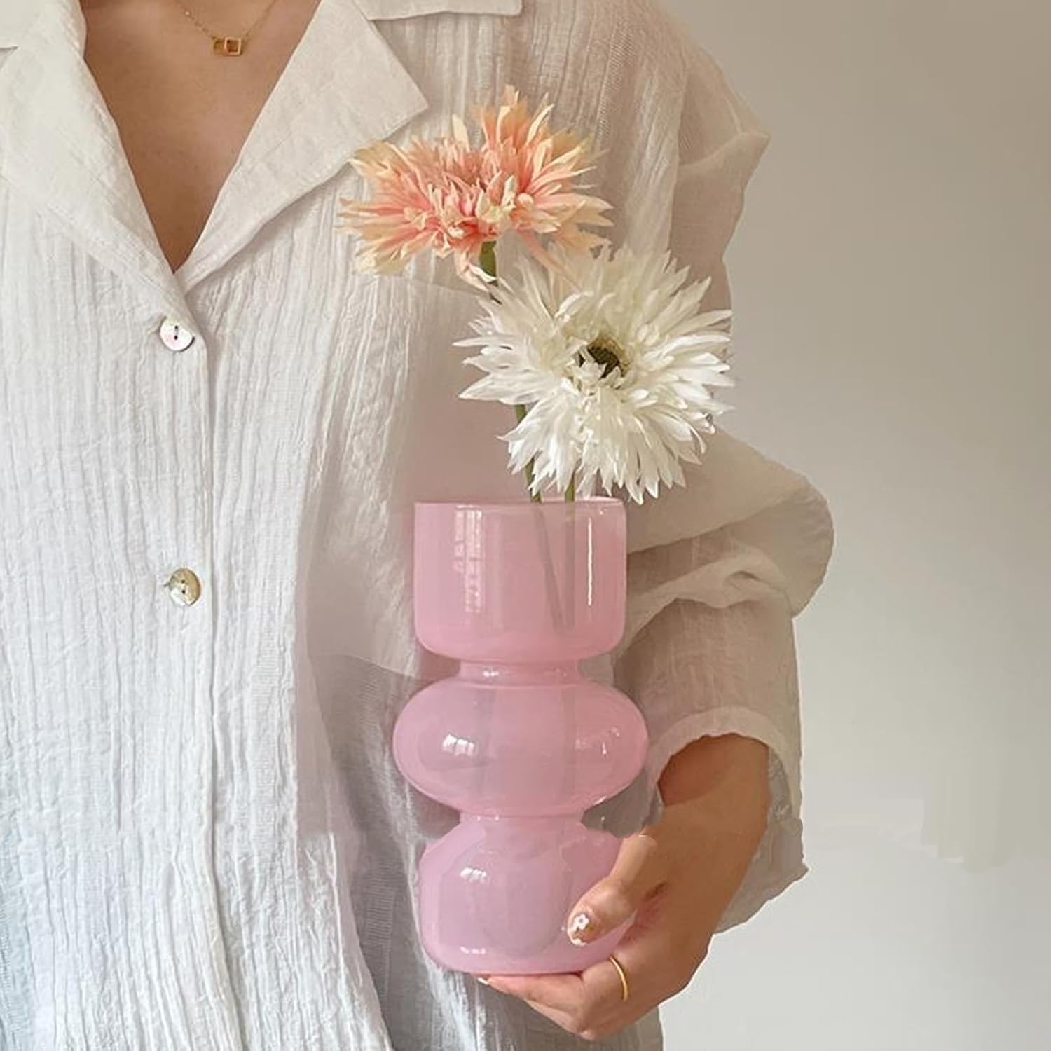 7 inch Flower Vases for Centerpiece Table Living Room Home Indoor Desk Decor,Glass Flower Plant Vase for Wedding Housewarming