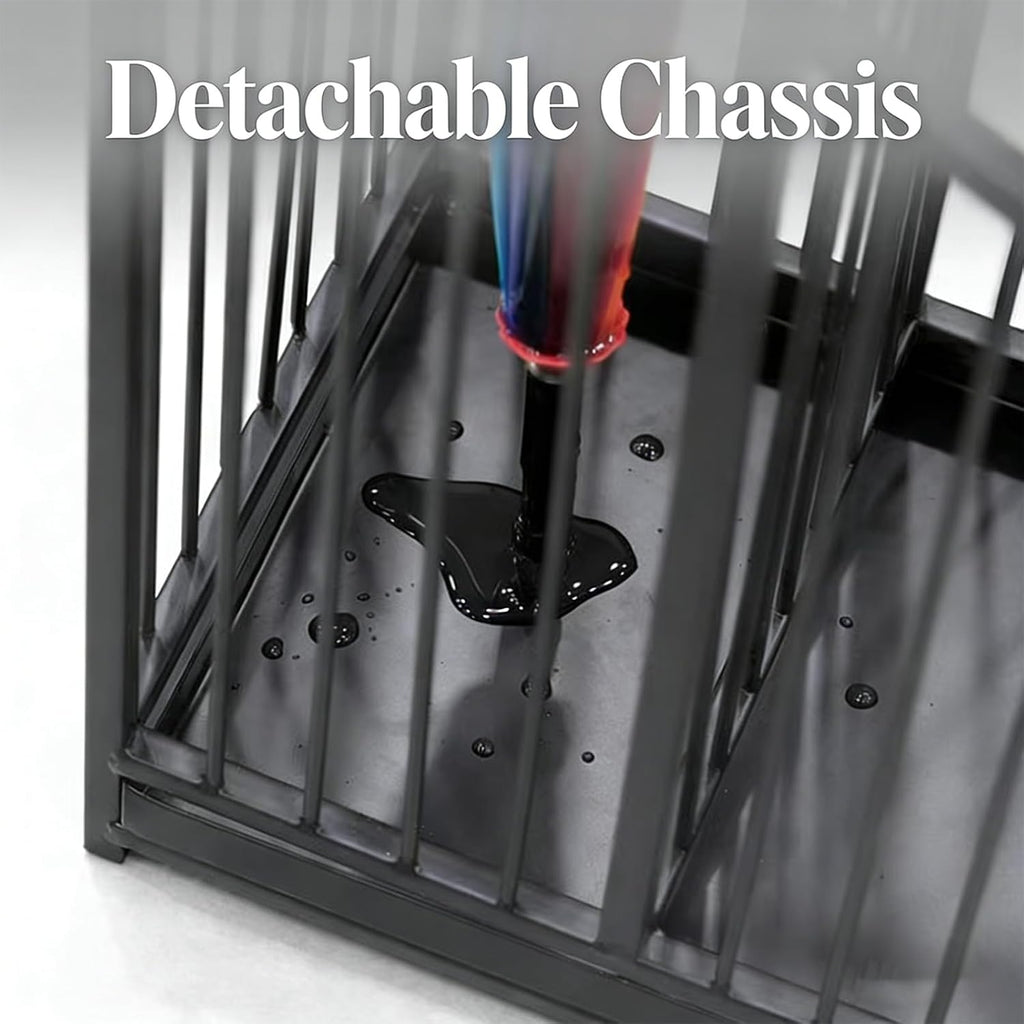 Umbrella Stand with Drip Tray, Black Indoor Umbrella Holder for Entryway, Hotel & Office Entrance, Minimalist Modern Home Decor, Durable & Space-Saving Umbrella Storage Rack