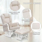 BECHAEO 5PCS Suede Glider Rocker Replacement Cushions with Ottoman Cover Thicken Soft Rocking Chair Cushion Set for Indoor Nursery Glider Rocking Chair, Beige