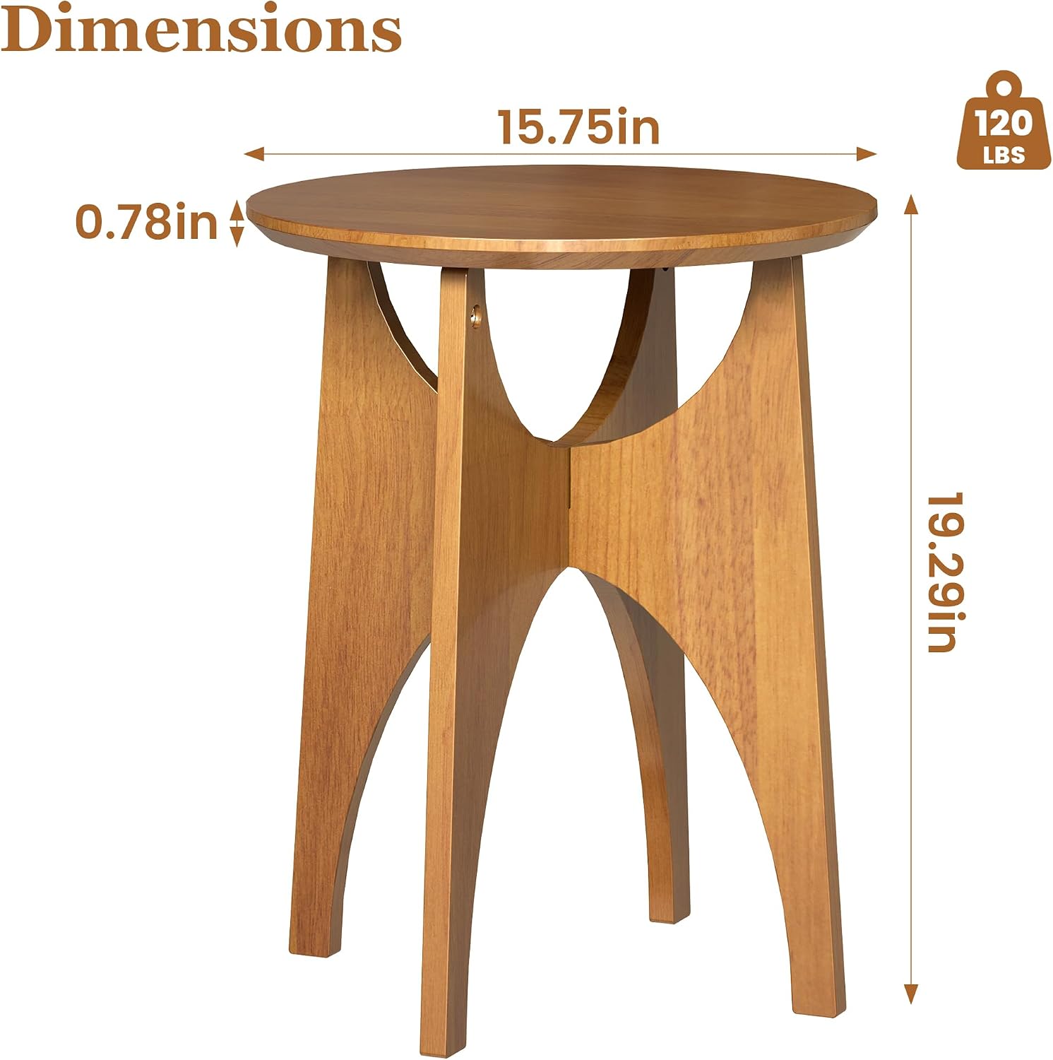 Round Side Table Living Room, Solid Wood End Table, Mid Century Modern Small Coffee Side Tables for Small Spaces, Farmhouse Accent Tables, Round Nightstand for Living Room, Bedroom Office, Walnut