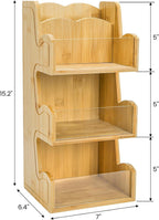 3 Tier Bamboo Coffee Condiment Station, 6 Compartments Coffee Tea Holder with Removable Acrylic Front Wall, Tabletop Organizer Sugar Pod Utensil for Countertop, Office, Home, Kitchen