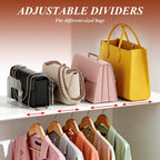 Clear Purse Organizer for Closet, Adjustable Purse Storage Handbag Storage Shelf Dividers, 2 Set Plastic Clutch Dividers for Closet Organizers Perfect for Purse Handbag Books