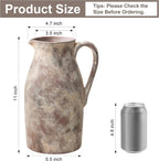 Ceramic Flower Vase with Handles,11" Neutral Tall Clay Terracotta Vases Farmhouse Table Vases with Handle Living Room Decor Rustic Pottery Pots for Home Shelf Coffee Dining Desk Fireplace