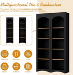Freestanding Corner Kitchen Pantry with 4 Shelves, Traditional, Rectangular Storage Cabinet, for Living Room, Dining Room, Black