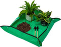 Plant Repotting Tarp 27"x 27" - Waterproof Repotting Mat for Indoor Plants, Extra Large Potting Mat with Raised Edges to Prevent Soil Spills, Green