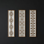 X DELUXE Minimalist Aztec Wood Wall Decor Set of 3 Geometric Scandinavian Boho Hanging Panels for Living Room Bedroom Hallway Office Modern Tribal MDF Wall Art Vertical Decorative Interior Accent